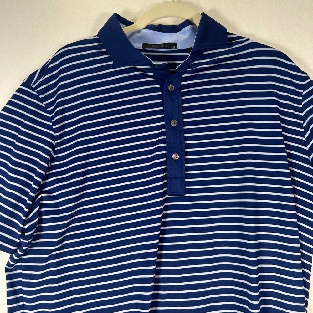 Greyson Men's Size XL Blue Striped Polo Golf Shirt